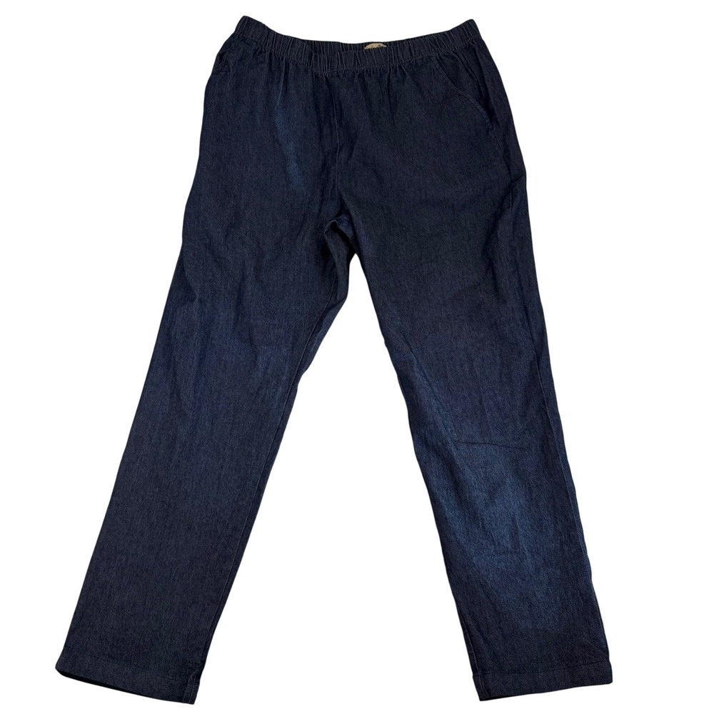 Turtle Bay New York Mens XL Indigo Blue Elastic Waist Denim Pull On Pants 1416
